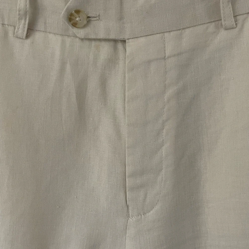 Tailorbyrd Mens 100% Linen Beige 38x32 Relaxed Fit Flat Front Pants